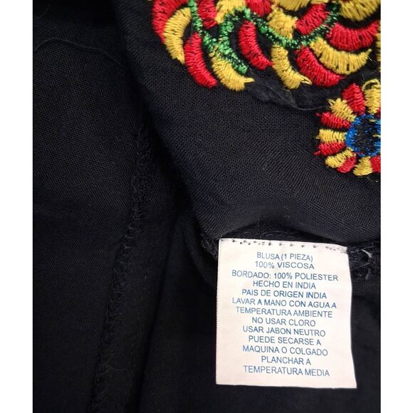 Women medium Mexican full embroidery blouse huipil el interior jalapa hippie top - Picture 8 of 8